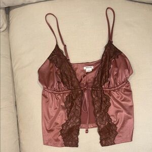 Elegant Satin Lace Trim Camisole